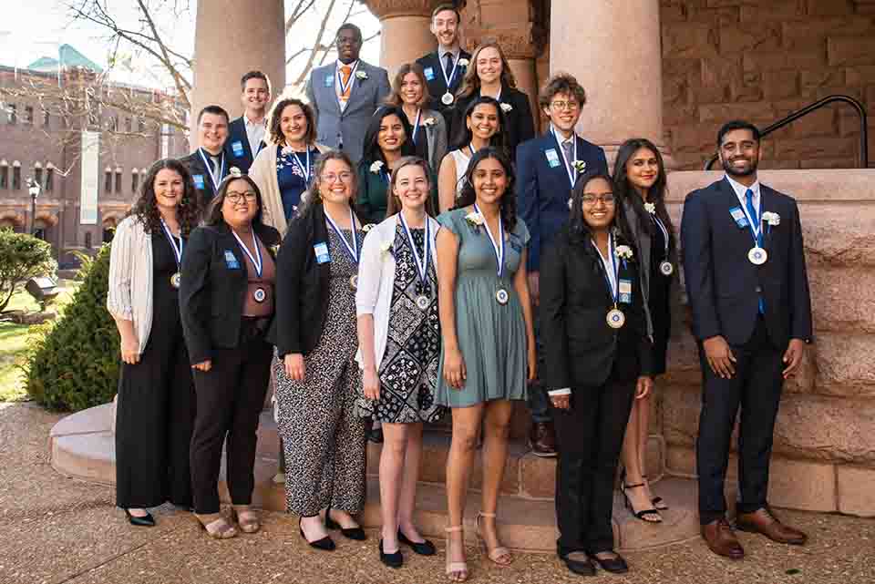 Row 1: Justice Hill, Jackson Johnston Row 2:  Daniel O'Connell, Lexi Kayser, Elizabeth Potterf Row 3:  William Kinczewski, Alexa Santamarina, Shalmali Mirajkar, Poorva Sheth, Peyton High Row 4:  Elyse Lewandowski, Yichen Fang, Lauren Hamby, Ellie Messerschmidt, Dhvanii Raval, Ananta Sriram, Anushah Sajwani, and Dominic Antony. Photo by Luke Yamnitz