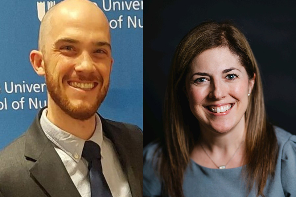 A photo collage of two people side-by-side.