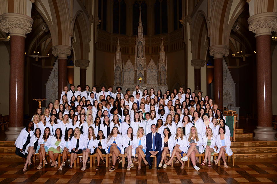 A group of nursing students at the White Coat Ceremony.