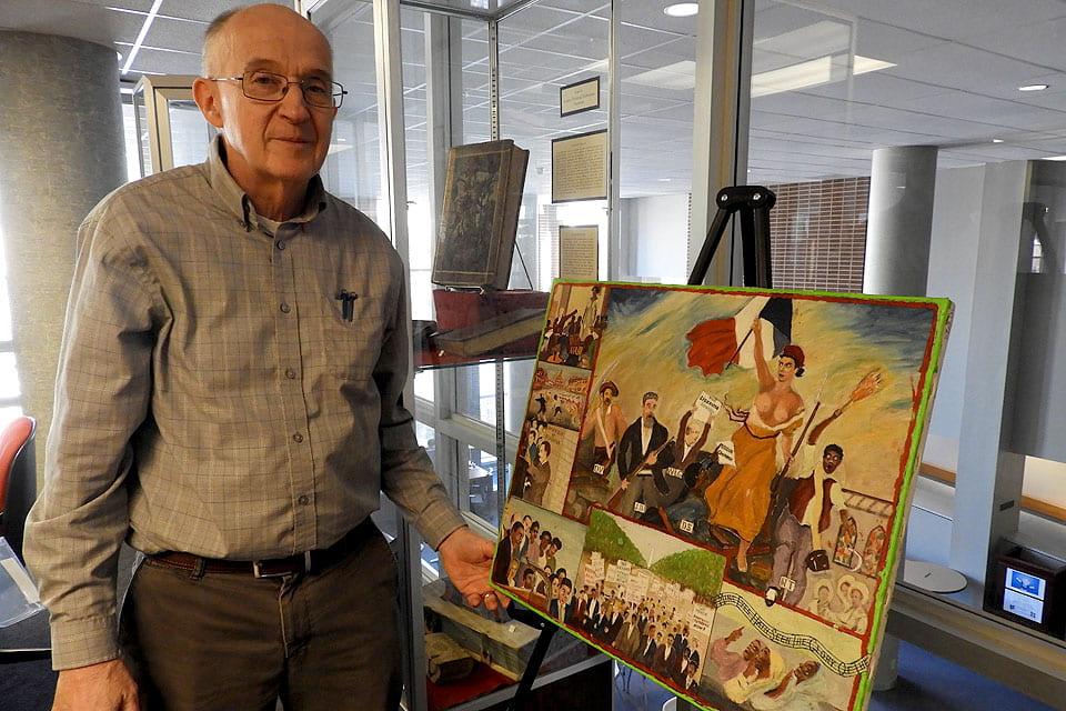 John Waide with the judge's painting