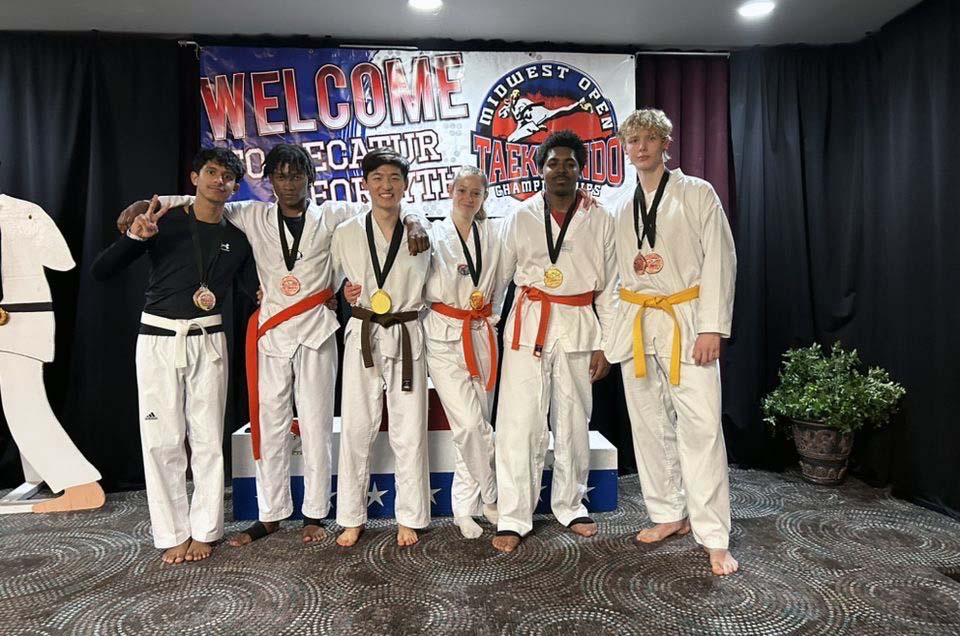 Members of the SLU Taekwondo club won nine medals at the 2022 Midwest Open Taekwondo Championships. Photo submitted.