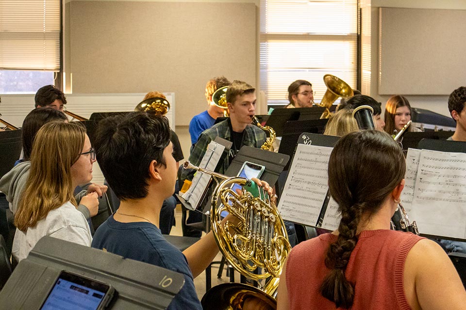 Students practice for the 2023 Winter Concert Series. Photo by Sara Rae Womack.