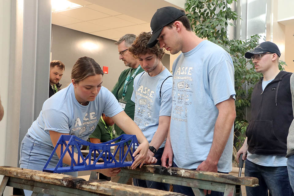 SLU students take part in a steel bridge competition at the ASCE Mid-America Student Symposium. Photo submitted.