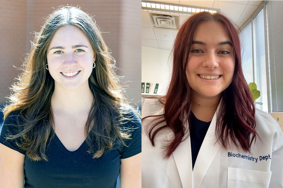 Side by side headshots of two smiling students