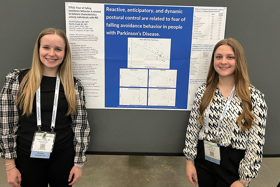 Sarah Carlson, left, and Kaitlin Codd, both third-year Physical Therapy students, traveled to Boston, MA in February to present at the largest Physical therapy conference in the nation, the American Physical Therapy Association's Combined Sections Meeting. Submitted photo.