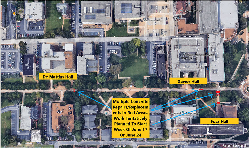 The third phase of the project is west of the clocktower and near Xavier and De Mattias halls.