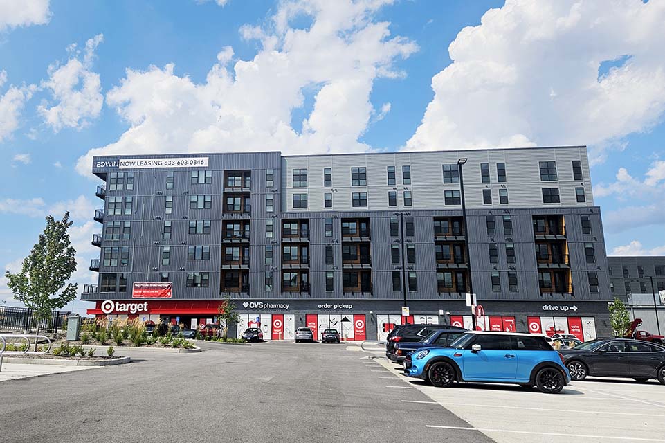 The approximately 72,000-square-foot Target store is located at 900 S. Grand Boulevard along Grand Boulevard between Gratiot and Papin Streets. 