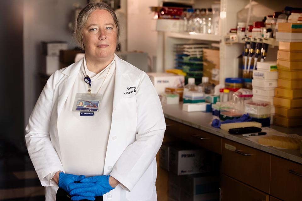 Sarah George, M.D., professor of infectious diseases, allergy and immunology and researcher in SLU's Center for Vaccine Development, serves as principal investigator of the new clinical trial.