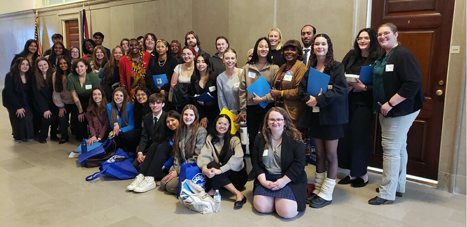 The Center for Social Action and School of Social Work together brought more than 40 students to the Missouri State Capitol on Feb. 26. 