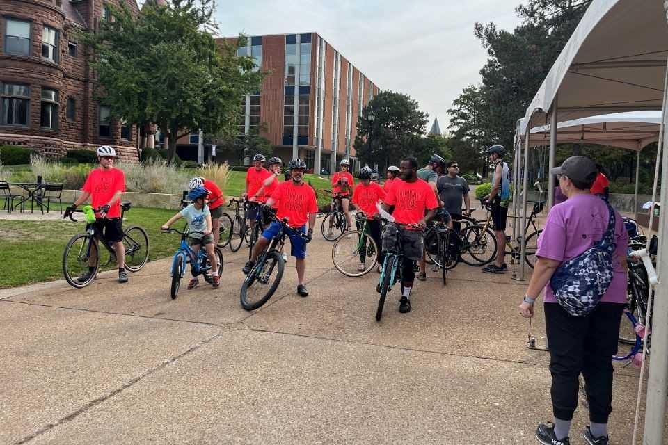 Riders at the 2024 ride line up on SLU's campus. 