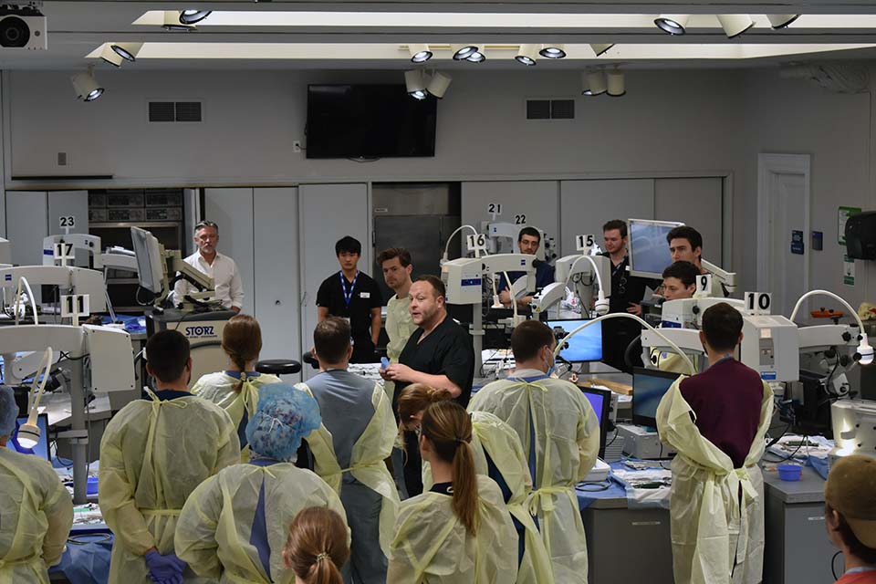 a group of people in a lab