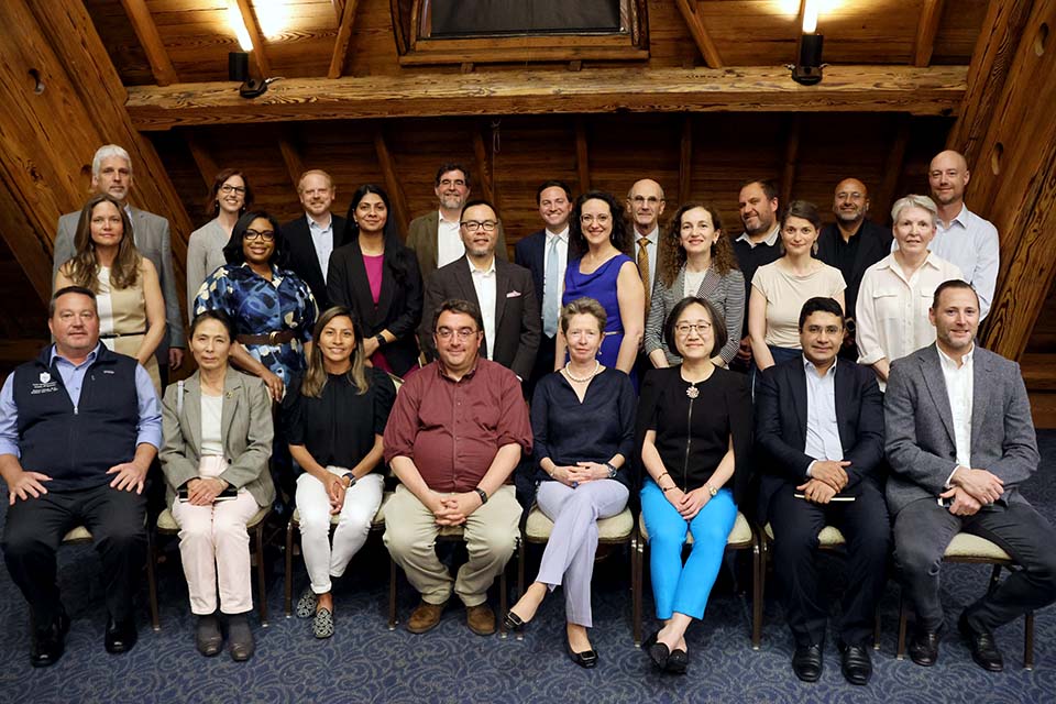 The 2025 Scholarly Works and Grant Winners reception honorees gathered for a photo on Thursday, April 24, in the Sinquefield Stateroom. 