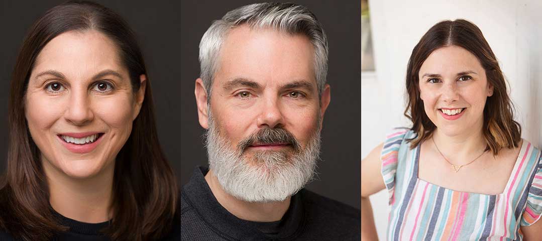 three people pose for portraits