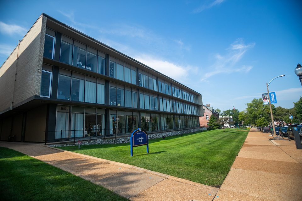 A view of Adorjan Hall at Saint Louis University.