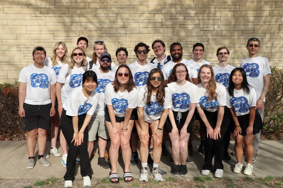 The 2023 SLU ASCE team posing in the t-shirts they designed. 