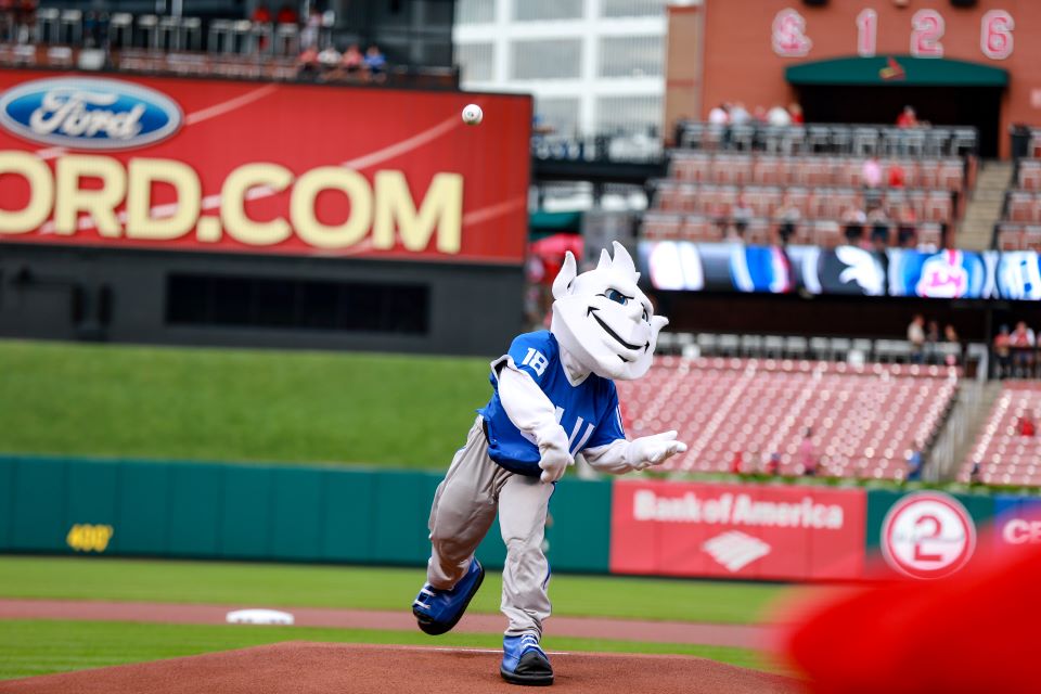 Billiken throws out the first pitch. 