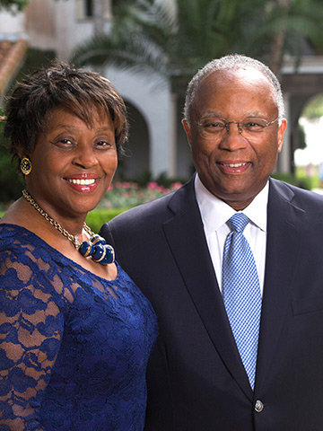 A photo of Brenda and Larry Thompson, who are being recognized with honorary degrees for their dedication to collecting, sharing and preserving African American works of art. 