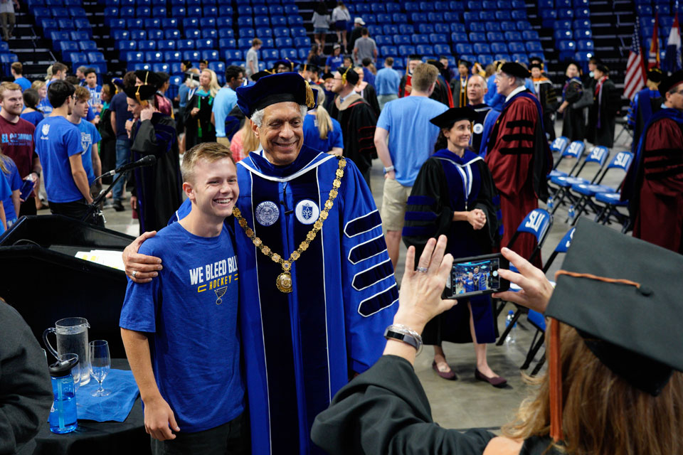 Pestello with student at Convocation