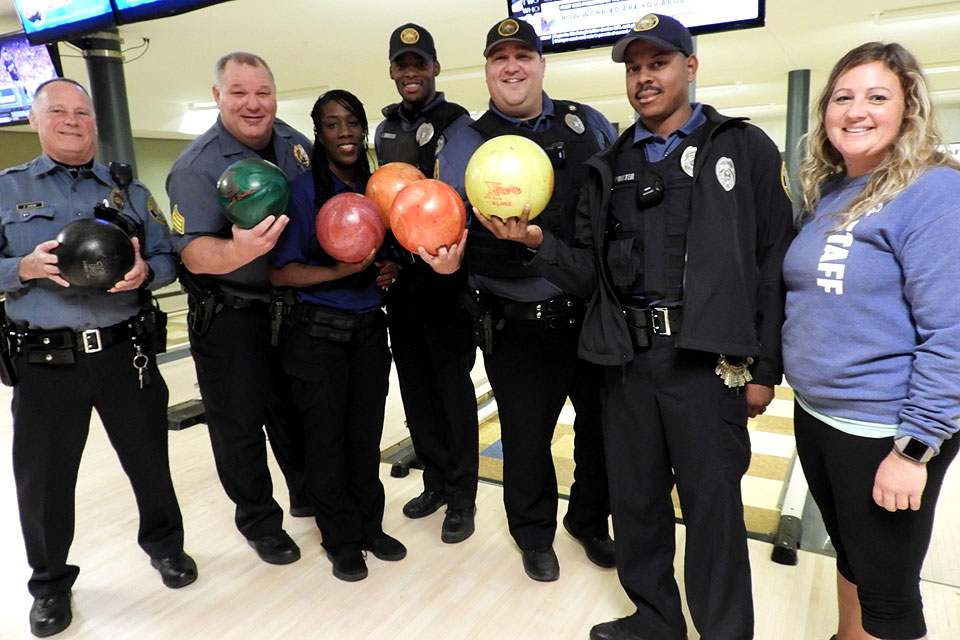 DPS officers at Special Olympics Bowling