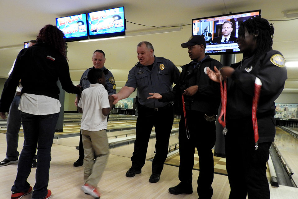 DPS officers congratulate a winner