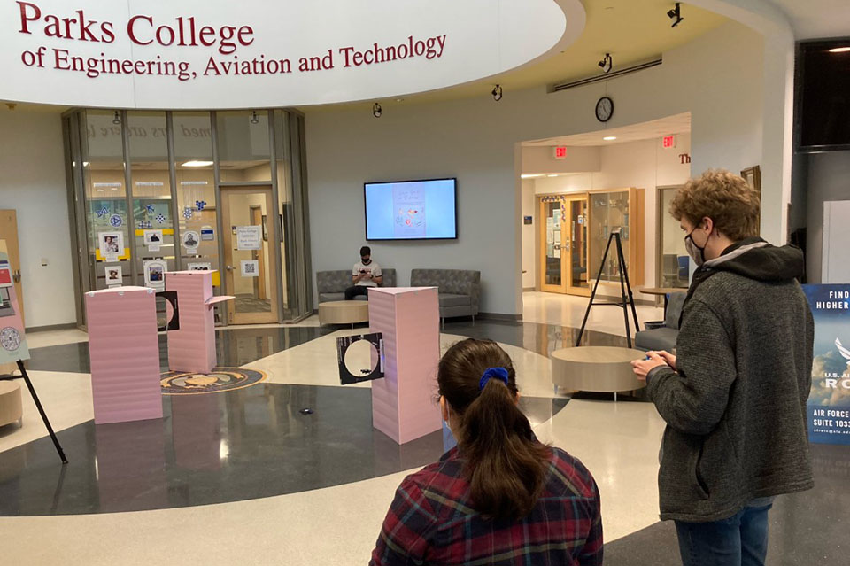 Students take park in a drone obstacle course as part of National Engineers Week. Submitted Photo.