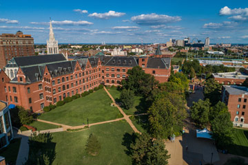 Aerial view of Saint Louis University quad. 