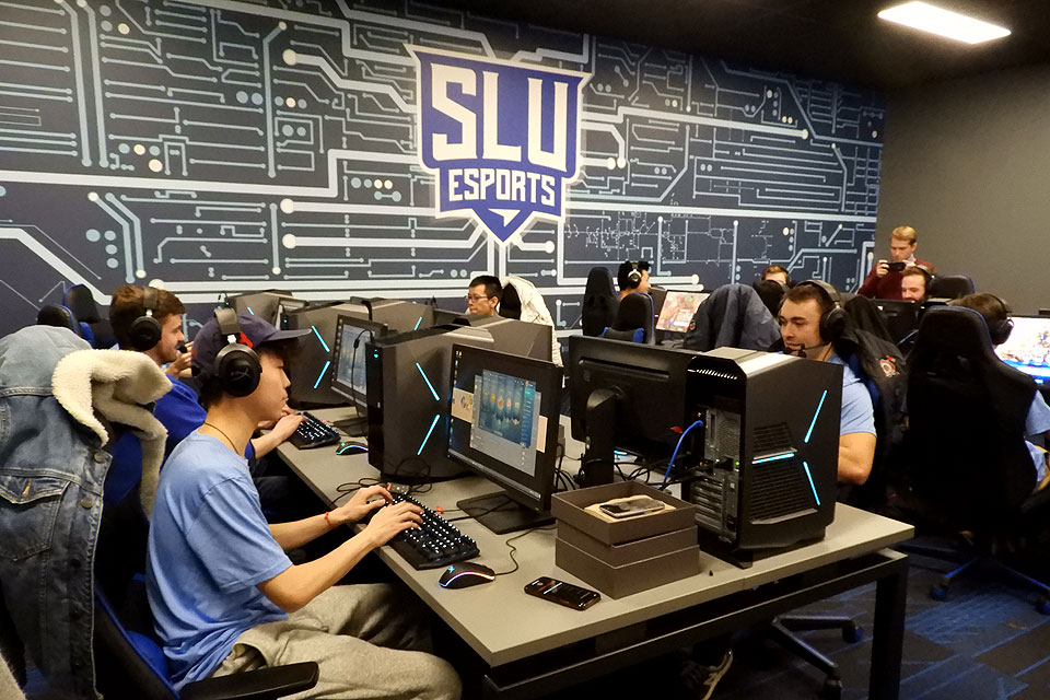 Players take to their favorite games during the opening of SLU's new Esports Gaming Lab on Tuesday, Jan. 28. Photo by Amelia Flood

