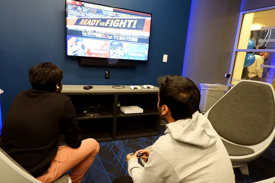 Students ready for a match in SLU's newly-opened ESports Gaming Lab.