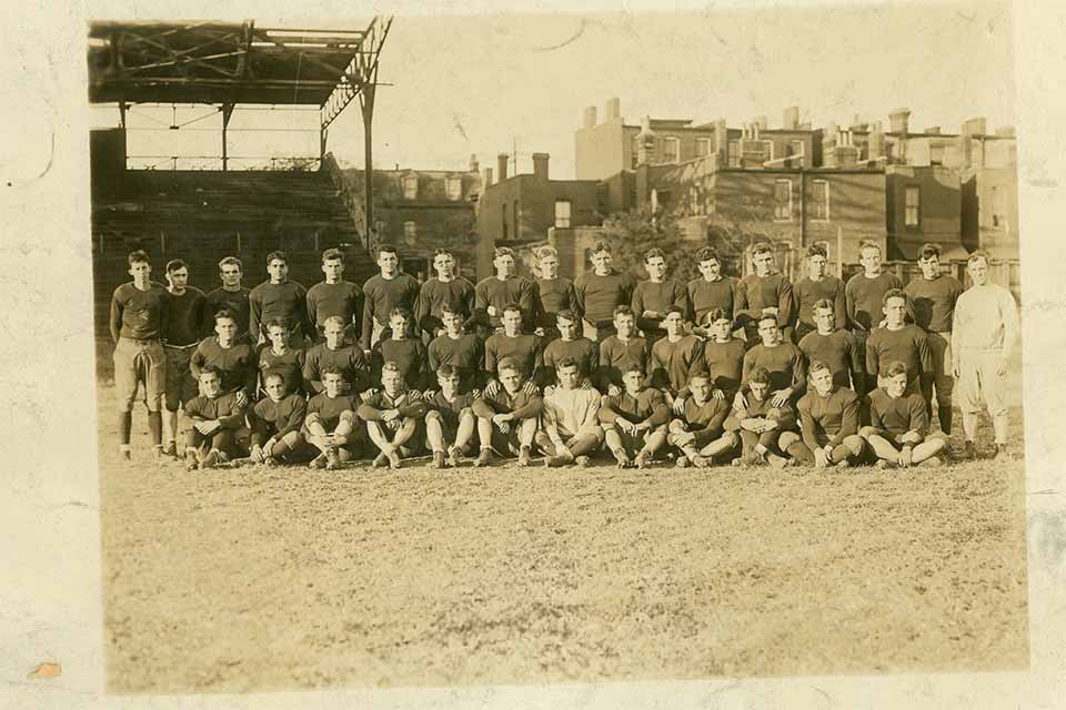 SLU's football team posing for a picture in 1929