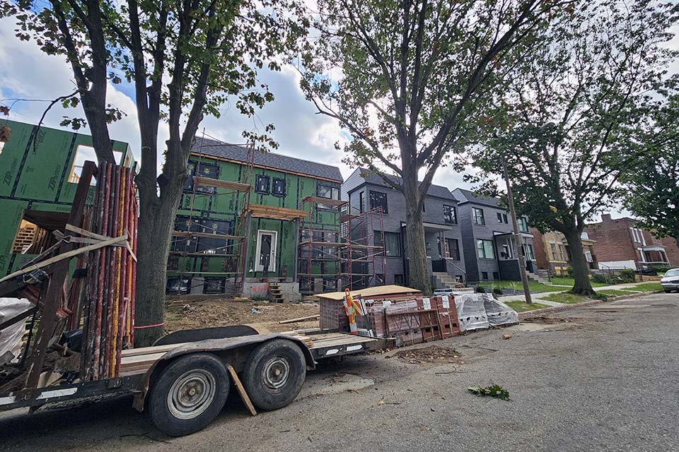 Construction is underway on Vista Avenue in St. Louis. 