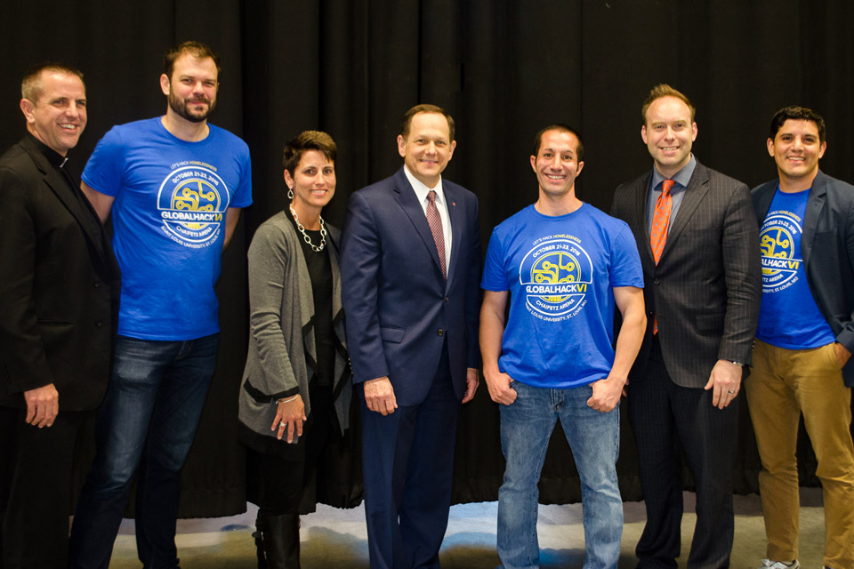 Hackathon organizers and Mayor Slay