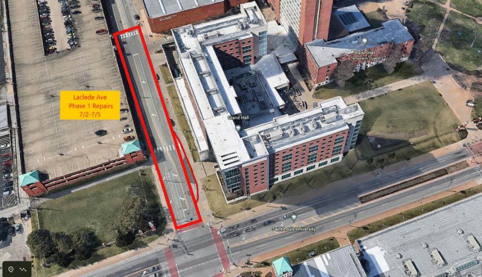 A map of the Laclede Avenue road closure. 
