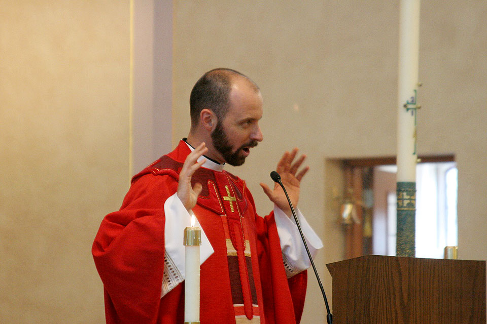 Joseph Laramie, S.J., says Mass.