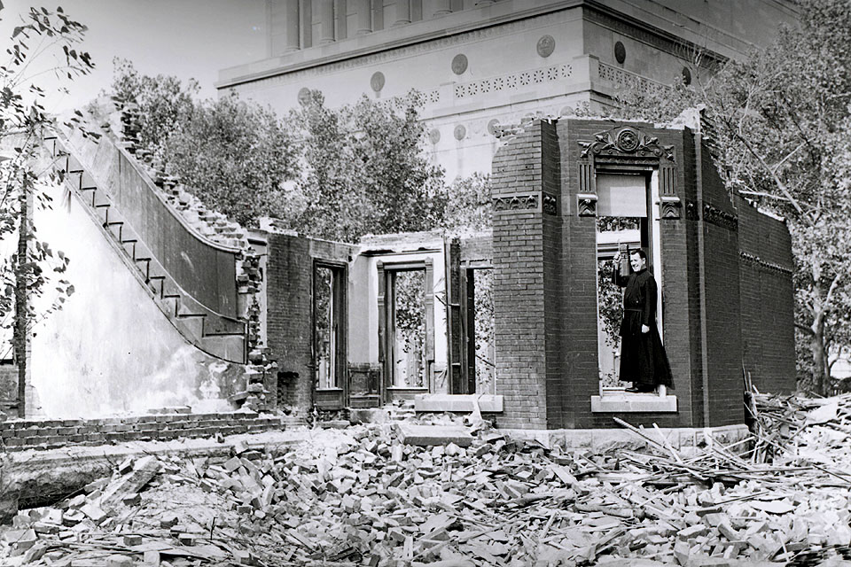 SLU historian John Francis Bannon, S.J., explores the demolition of Bellarmine Hall.