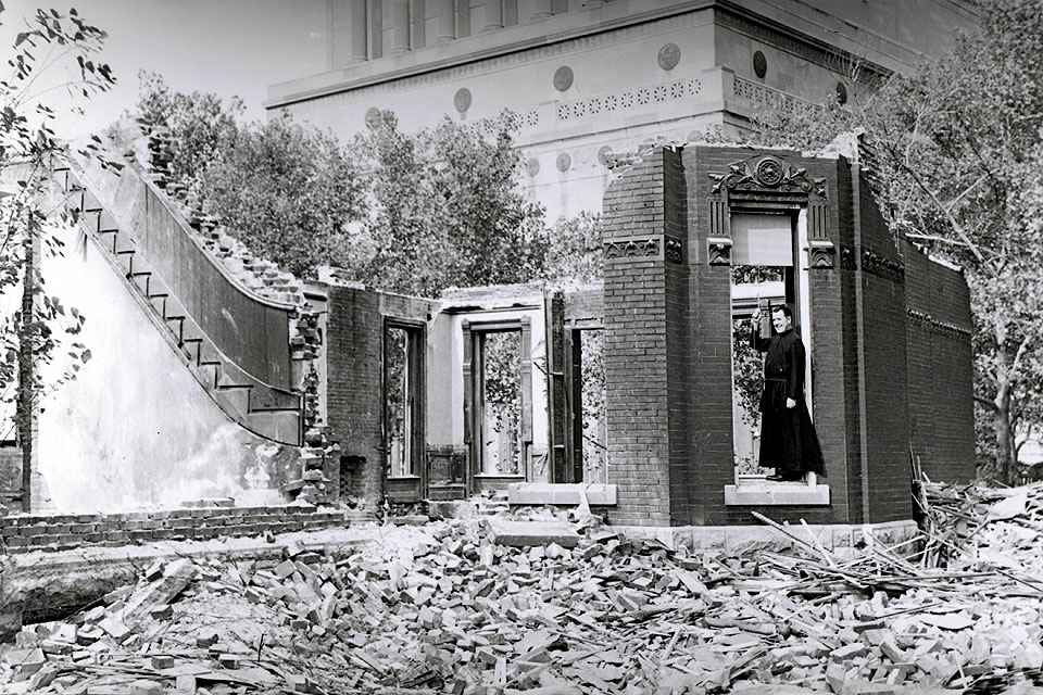 SLU historian John Francis Bannon, S.J., explores the demolition of Bellarmine Hall.