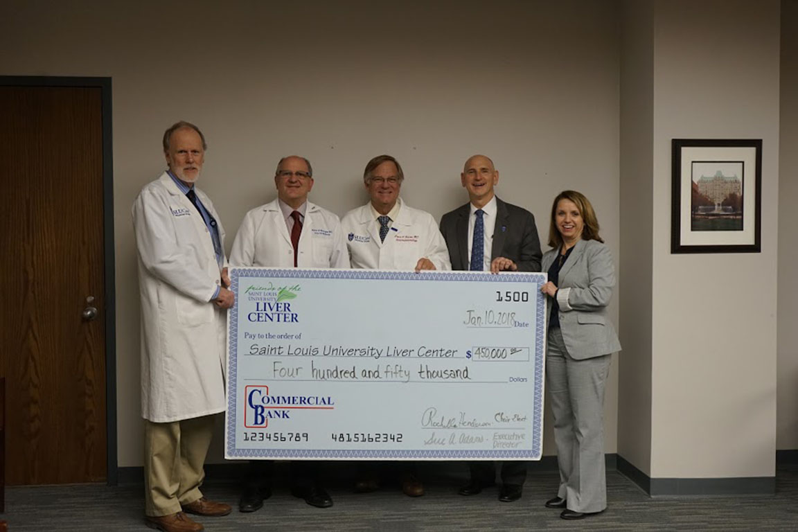 Friends of the SLU Liver Center present check