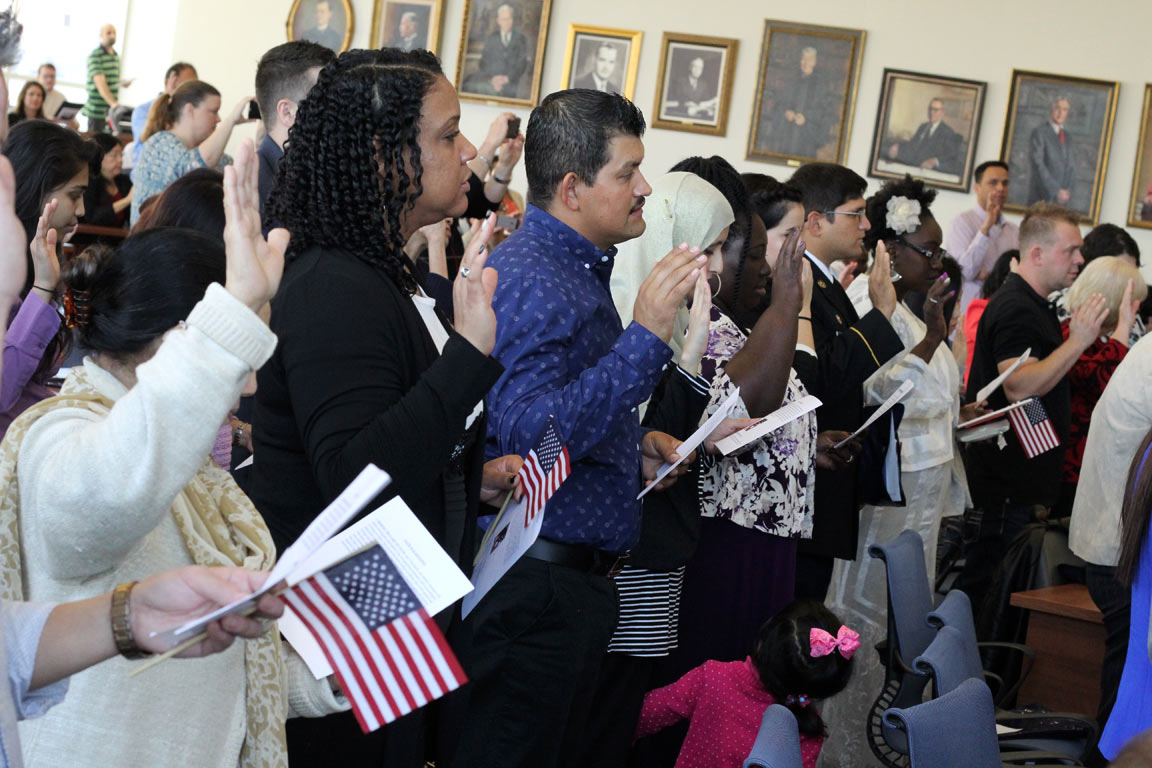 Naturalization ceremony at Scott Hall in 2016 