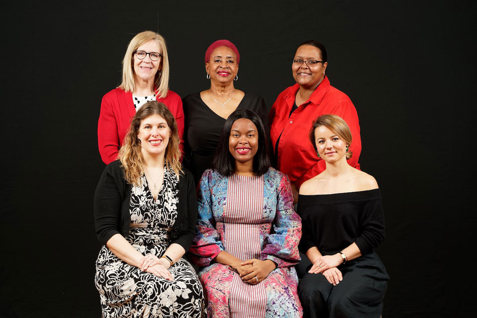 Back row, from left) YWCA honorees Mary Drexl, Denise Pearson and Donna Bess Myers. (Front row, from left) YWCA honorees Mary Cook, Juliet Iwelunmor, Ph.D., and Asmira Alagic, Ph.D. Submitted photo