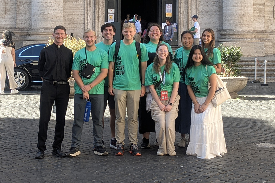 Eight Saint Louis University students, along with a Jesuit in Formation and two campus ministers, went to Rome before the fall semester began to participate in the Jubilee of Young People. The trip was sponsored by SLU's Department of Campus Ministry. 