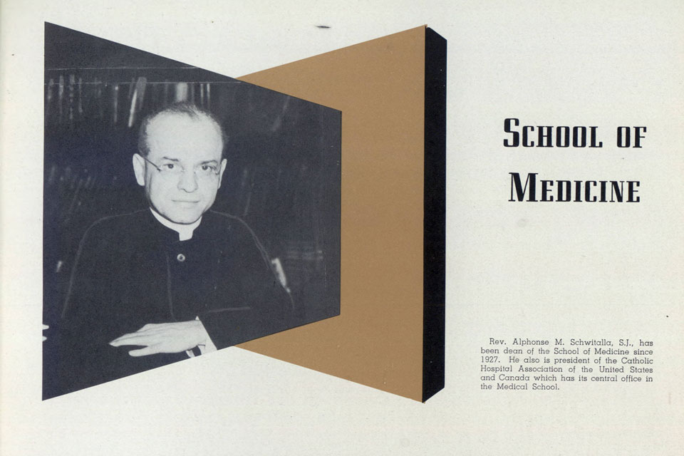 Alphonse Schwitalla in a page from a SLU yearbook.