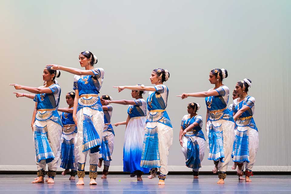 Members of the SLU Omkara dance team perform for the first time ever in a dance competition. 