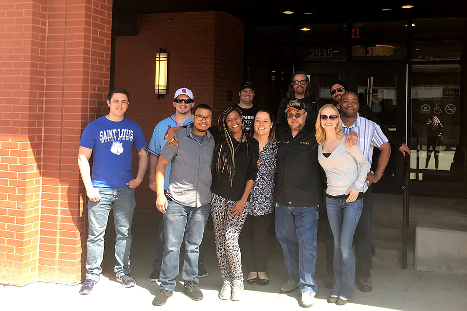 Student Veterans Association members on a day of service