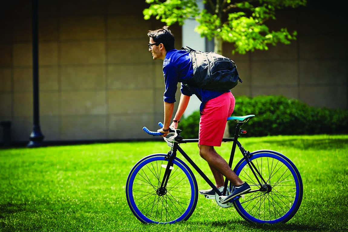 Student bicycling