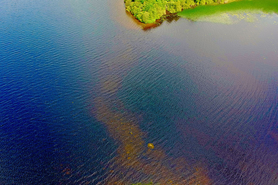 An underwater causeway, found by Thomas Finan, Ph.D., that could change the view of the history at Rock of Lough Key. 
