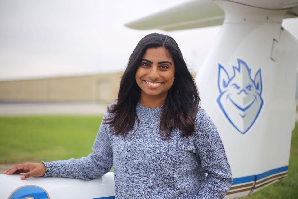 Sophomore Riya Srambichira is majoring in flight science.