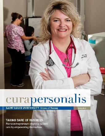 The 2016 cover of cura personlis showing a nurse standing outside a patient room