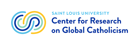 Logo with a swirl reading Saint Louis University Center for Research on Global Catholicism