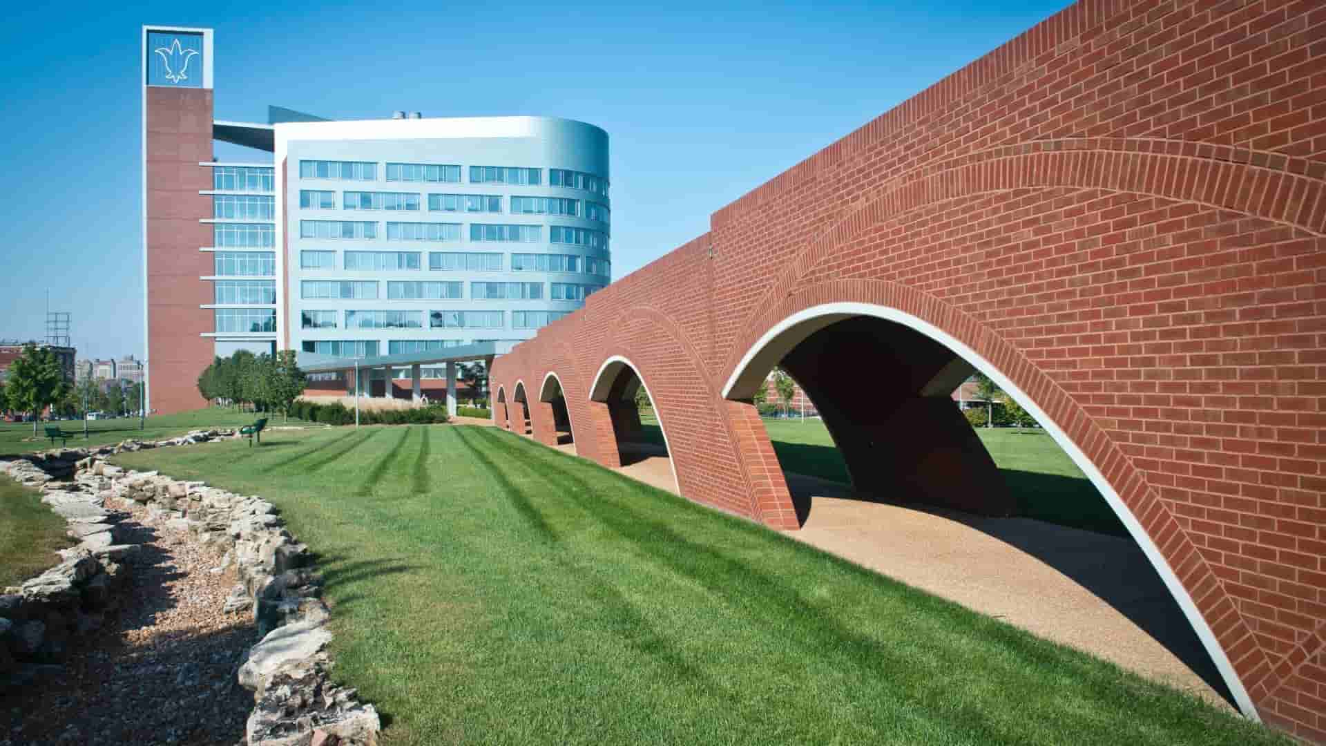Picture of bricked arched walkway on medical center of SLU