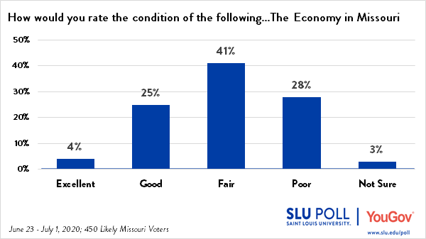 29% of Missouri voters rate the Missouri economy as Excellent or Good