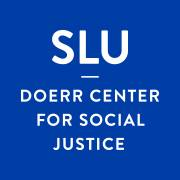 Logo reading Doerr Center for Social Justice on a solid blue backgrond
